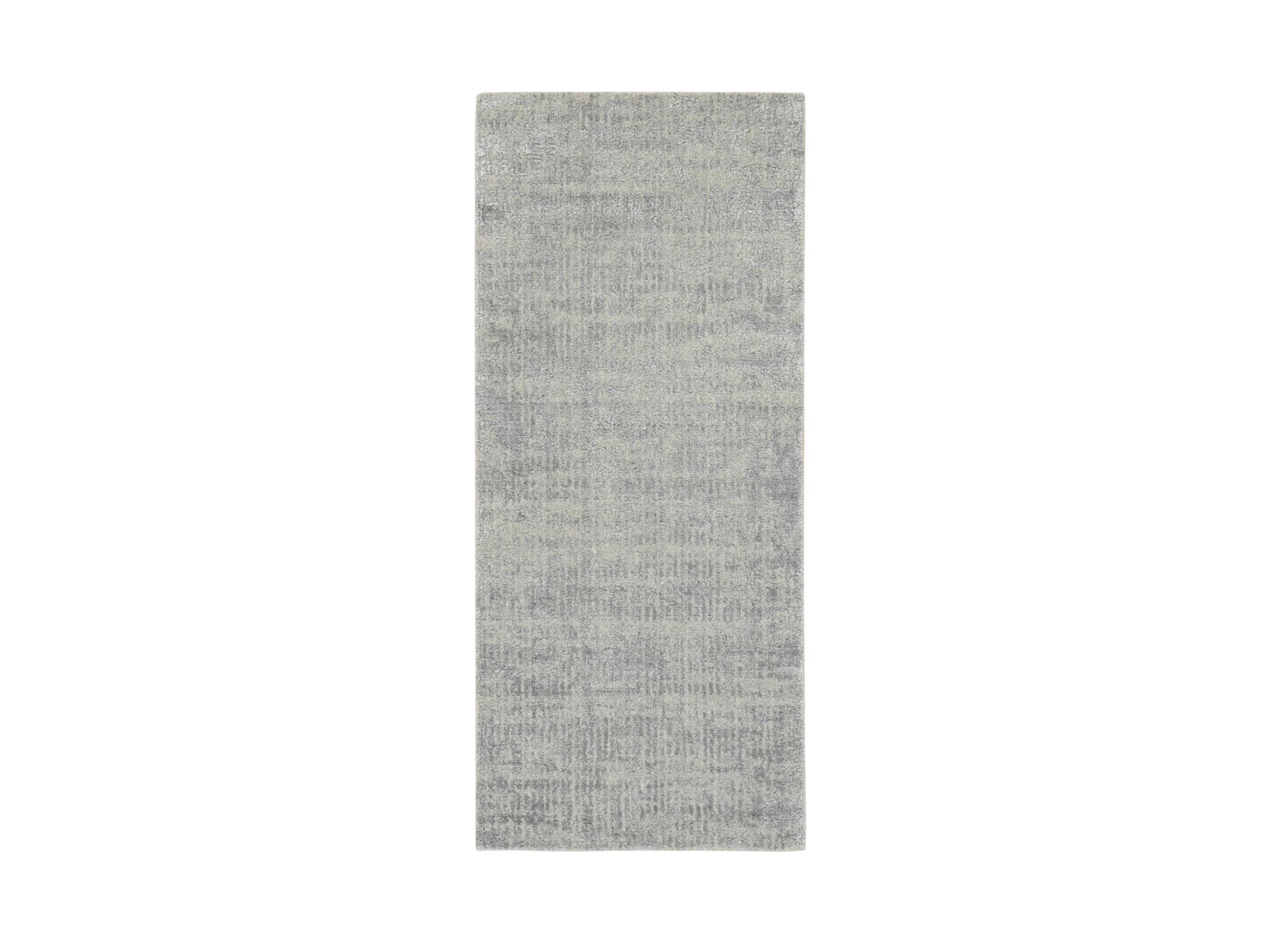 Gray 2'6" x 6'0" Modern / Contemporary Handloom Wool/Silk Rug - Sku: O062849
