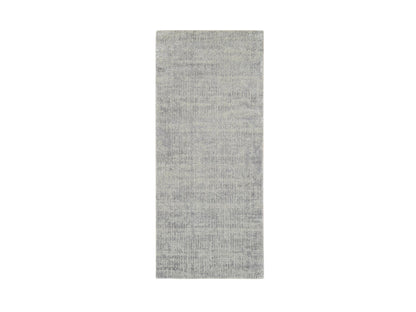 Grey 2'6" x 6'0" Modern / Contemporary Handloom Wool/Silk Rug - Sku: O062849