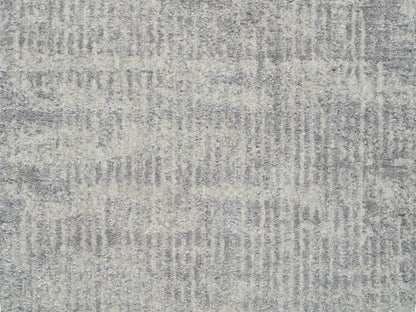 Grey 2'6" x 6'0" Modern / Contemporary Handloom Wool/Silk Rug - Sku: O062849