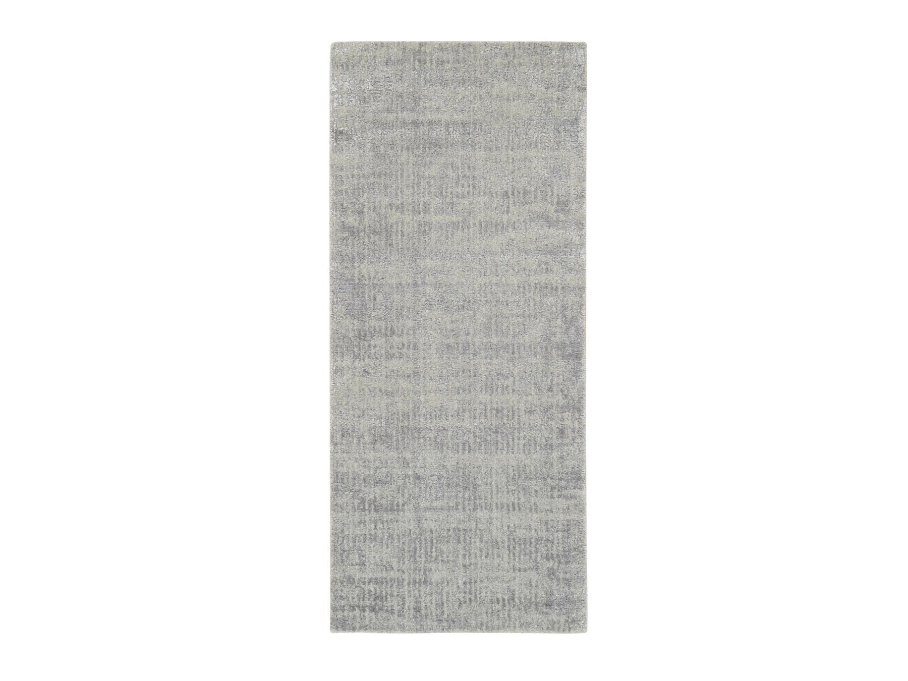 Gray 2'6" x 6'0" Modern / Contemporary Handloom Wool/Silk Rug - Sku: O062851