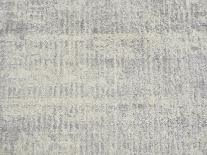 Grey 2'6" x 12'1" Modern / Contemporary Handloom Wool/Silk Rug - Sku: O062853