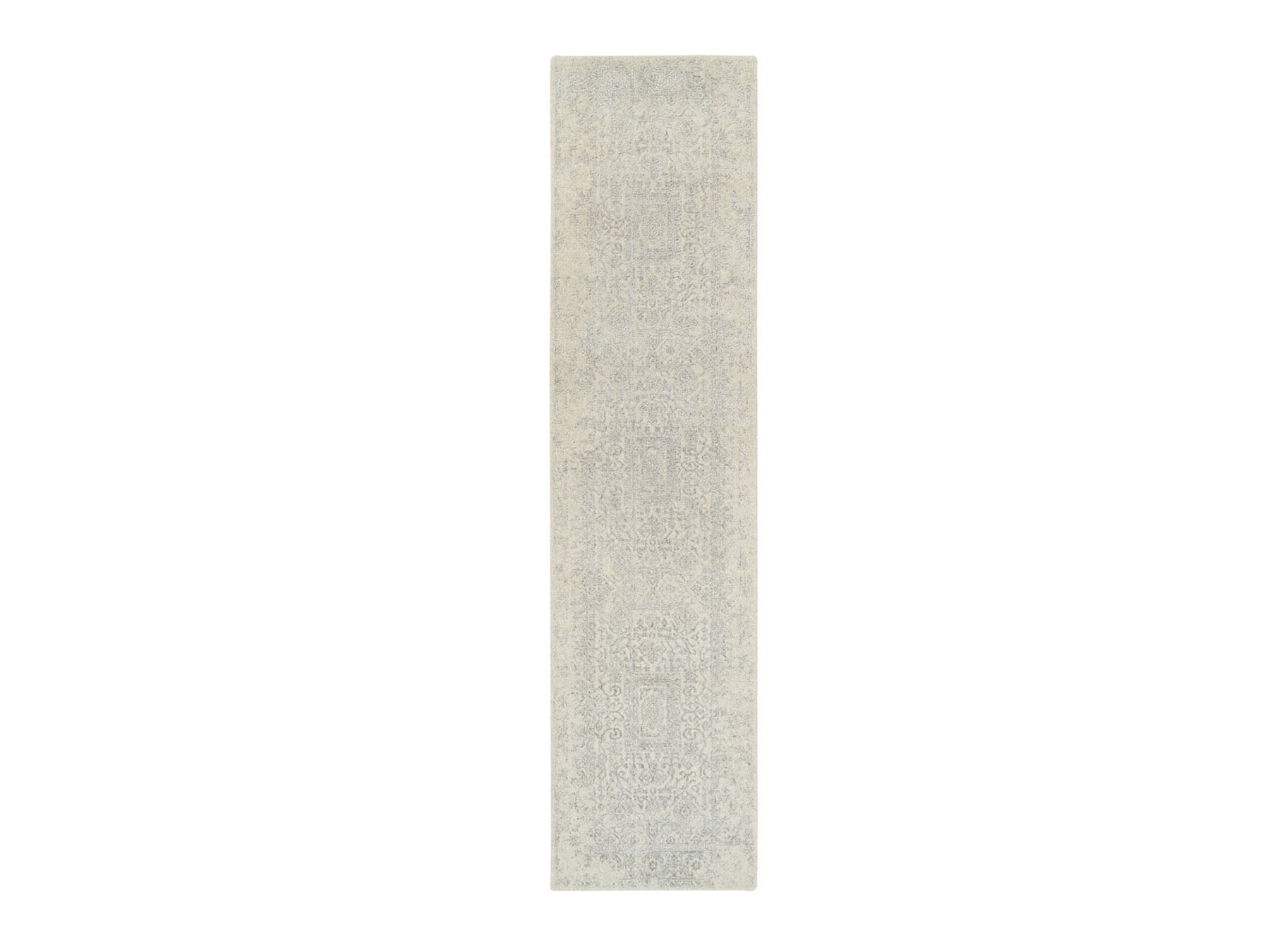 Modern / Contemporary hand-knotted wool/art silk runner in Beige, 2'6" x 10'1" — SKU O062854