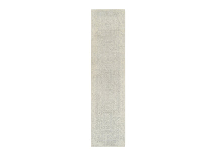 Modern / Contemporary hand-knotted wool/art silk runner in Beige, 2'6" x 10'1" — SKU O062854