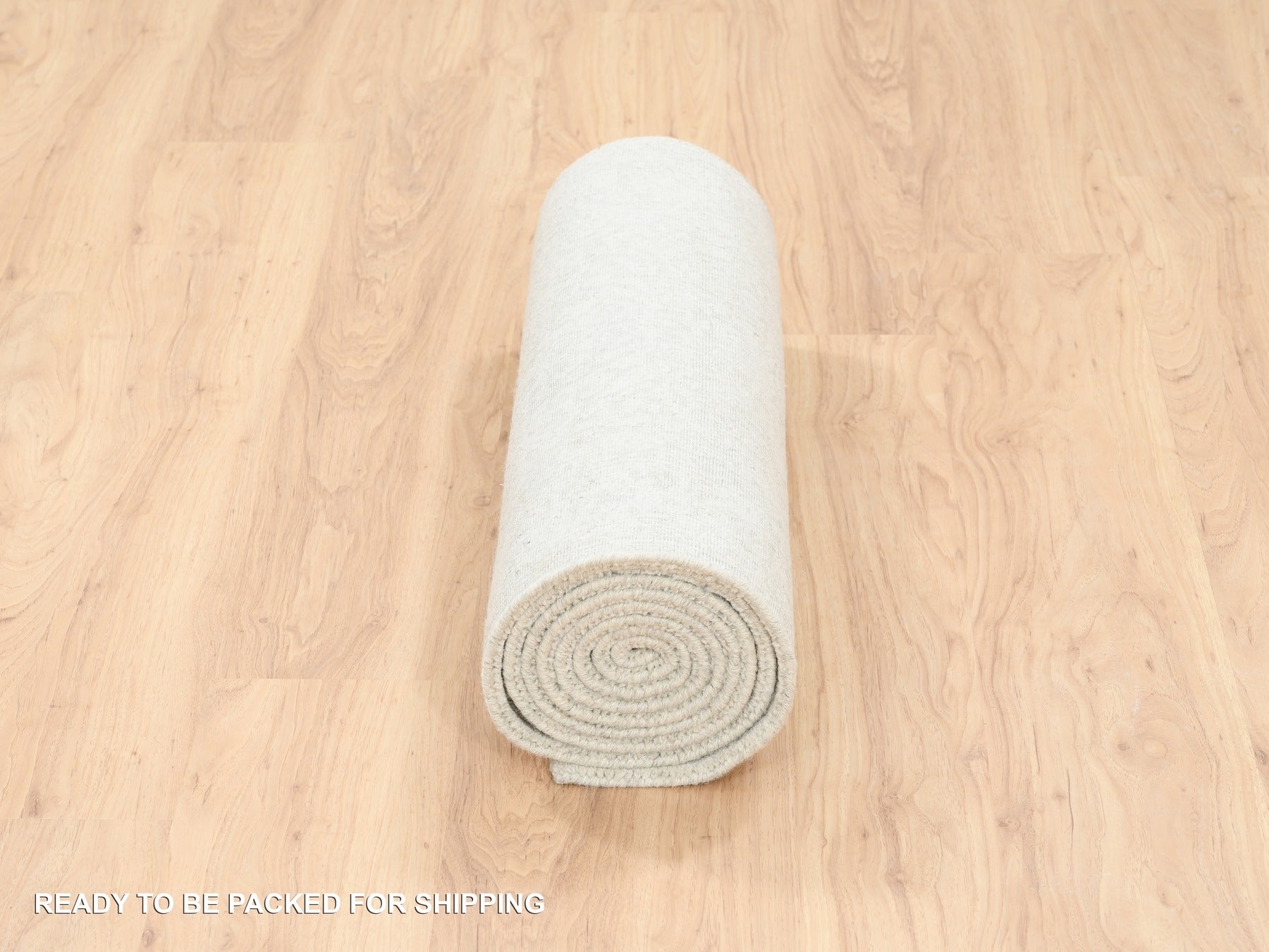 Modern / Contemporary hand-knotted wool/art silk runner in Beige, 2'6" x 10'1" — SKU O062854 (view 6)