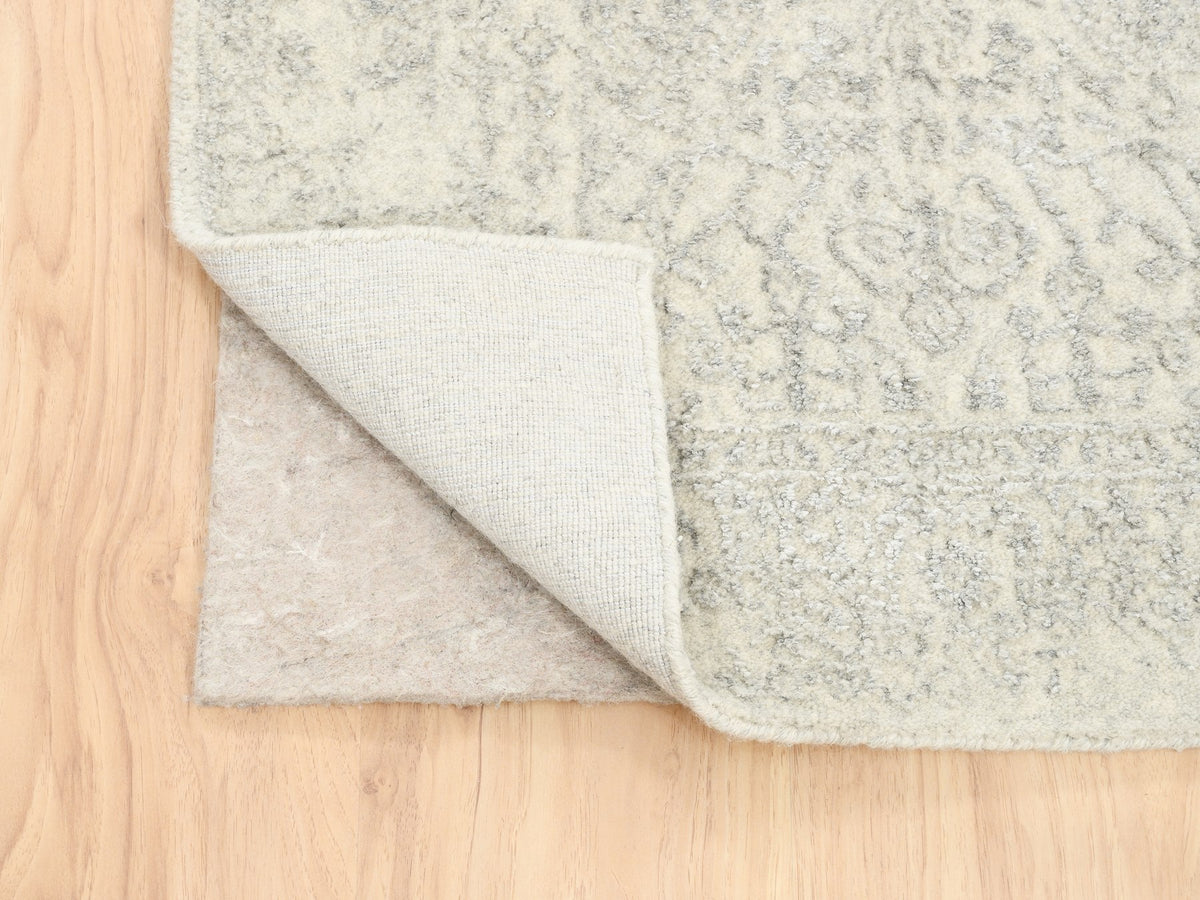 Modern / Contemporary hand-knotted wool/art silk runner in Beige, 2'6" x 12' — SKU O062855 (view 3)