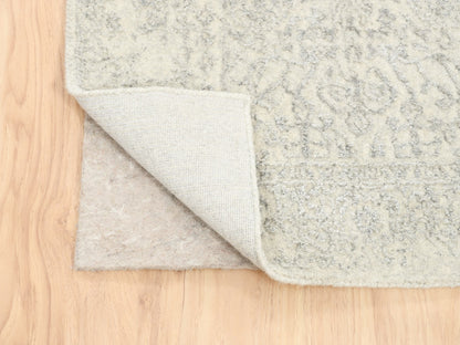 Modern / Contemporary hand-knotted wool/art silk runner in Beige, 2'6" x 12' — SKU O062855 (view 3)
