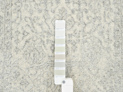 Modern / Contemporary hand-knotted wool/art silk runner in Beige, 2'6" x 12' — SKU O062855 (view 4)