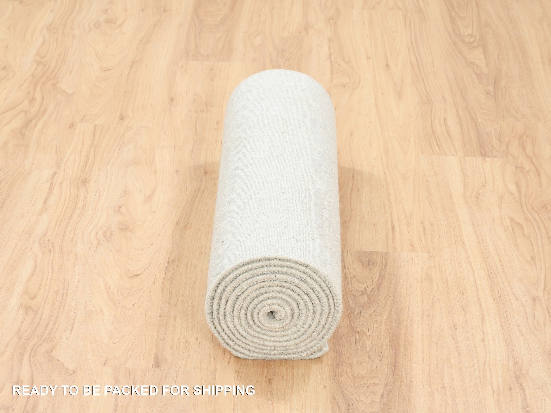 Modern / Contemporary hand-knotted wool/art silk runner in Beige, 2'6" x 12' — SKU O062855 (view 6)