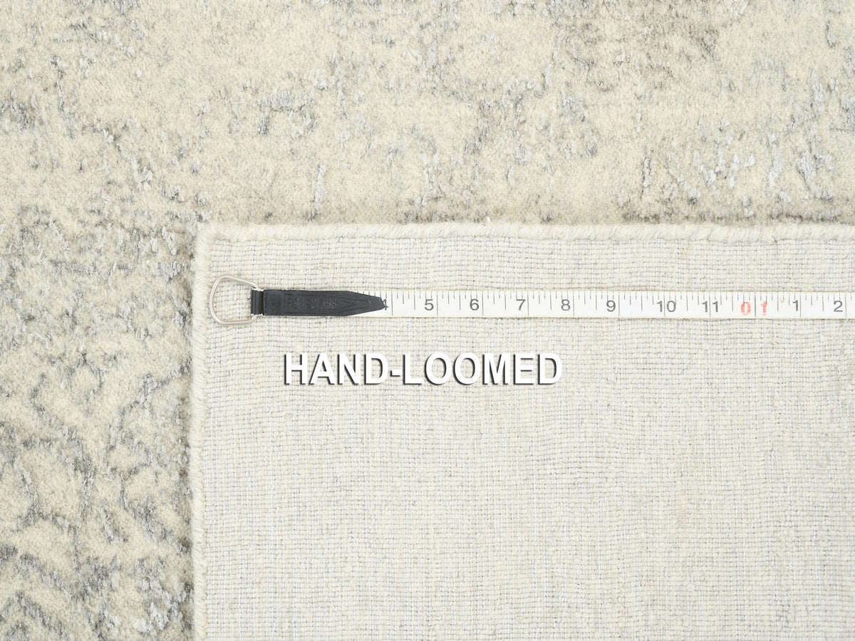 Modern / Contemporary hand-knotted wool/art silk runner in Beige, 2'6" x 12' — SKU O062855 (view 8)