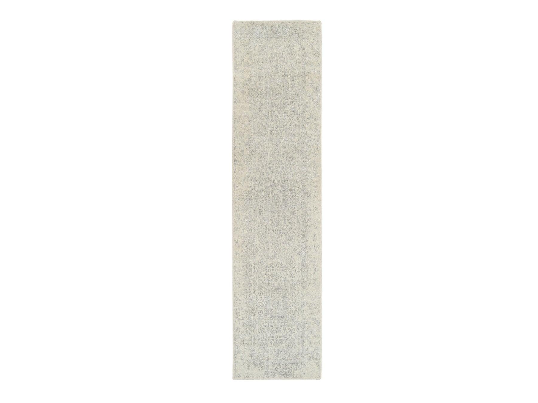 Beige 2'6" x 10'1" Modern / Contemporary Handloom Wool/Silk Rug - Sku: O062856