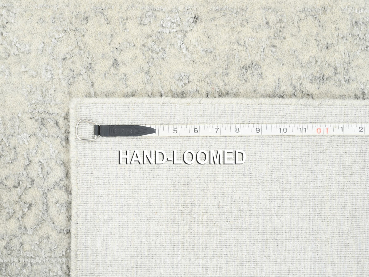 Modern / Contemporary hand-knotted wool/silk runner in Beige, 2'6" x 10'1" — SKU O062856 (view 8)