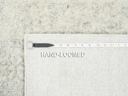 Modern / Contemporary hand-knotted wool/silk runner in Beige, 2'6" x 10'1" — SKU O062856 (view 8)