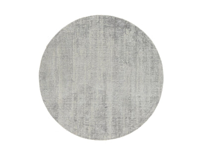 Grey 6'0" x 6'0" Modern / Contemporary Handloom Wool/Silk Rug - Sku: O062858