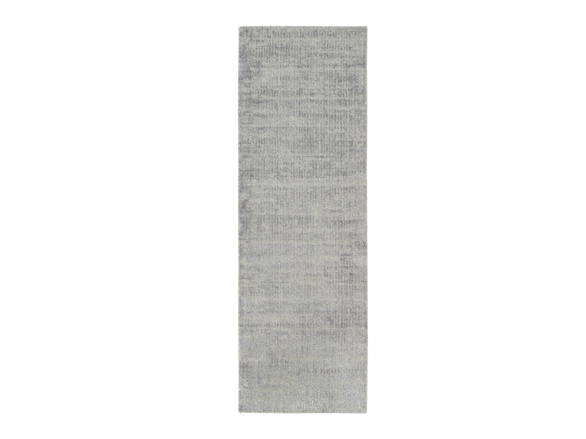 Modern / Contemporary hand-knotted wool/silk runner in Gray, 2'6" x 8' — SKU O062860