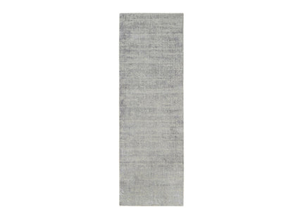Grey 2'6" x 8'0" Modern / Contemporary Handloom Wool/Silk Rug - Sku: O062860