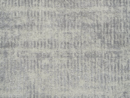 Grey 2'6" x 8'0" Modern / Contemporary Handloom Wool/Silk Rug - Sku: O062860