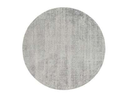 Grey 6'0" x 6'0" Modern / Contemporary Handloom Wool/Silk Rug - Sku: O062861