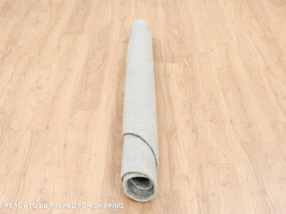 Grey 6'0" x 6'0" Modern / Contemporary Handloom Wool/Silk Rug - Sku: O062861
