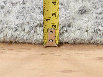 Grey 6'0" x 6'0" Modern / Contemporary Handloom Wool/Silk Rug - Sku: O062861