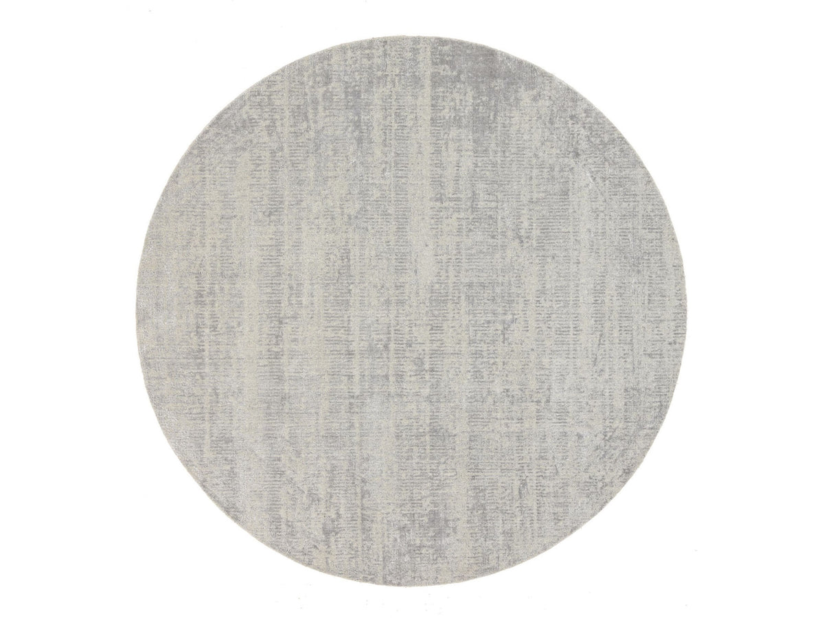 Modern / Contemporary hand-knotted wool/silk rug in Gray, 8'10" x 8'10" — SKU O062864