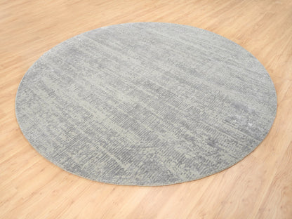 Grey 8'10" x 8'10" Modern / Contemporary Handloom Wool/Silk Rug - Sku: O062864