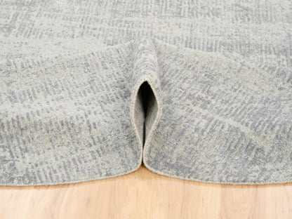 Grey 8'10" x 8'10" Modern / Contemporary Handloom Wool/Silk Rug - Sku: O062864