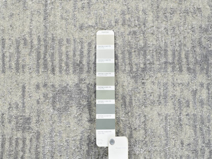 Grey 8'10" x 8'10" Modern / Contemporary Handloom Wool/Silk Rug - Sku: O062864