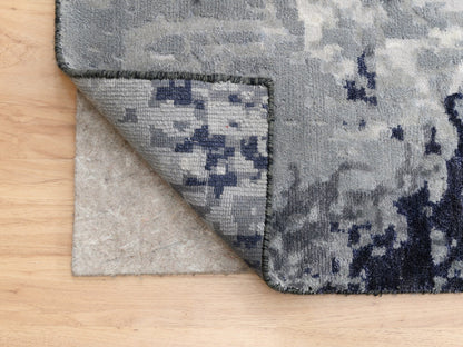 Grey 12'0" x 18'1" Modern / Contemporary Hand knotted Wool/Silk Rug - Sku: O062870