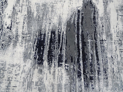 Grey 12'0" x 18'1" Modern / Contemporary Hand knotted Wool/Silk Rug - Sku: O062870