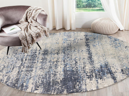 Modern / Contemporary hand-knotted wool/silk rug in Blue, 9'10" x 10' — SKU O062871 (view 2)