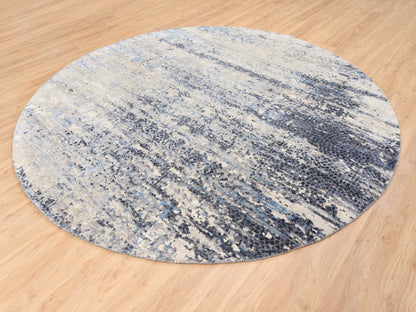 Modern / Contemporary hand-knotted wool/silk rug in Blue, 9'10" x 10' — SKU O062871 (view 4)