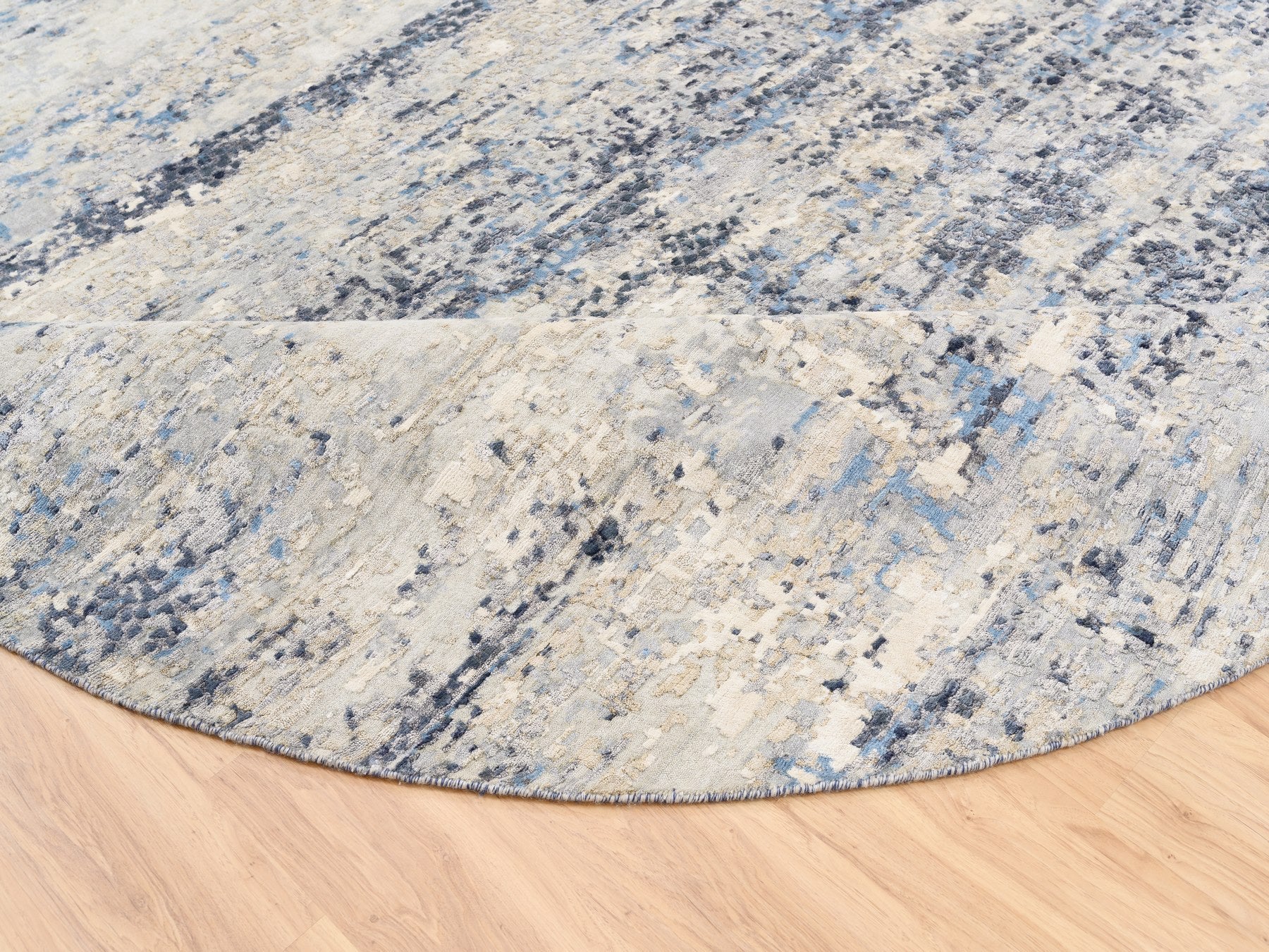 Modern / Contemporary hand-knotted wool/silk rug in Blue, 9'10" x 10' — SKU O062871 (view 7)