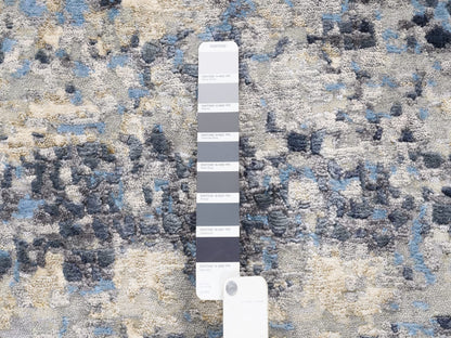 Modern / Contemporary hand-knotted wool/silk rug in Blue, 9'10" x 10' — SKU O062871 (view 8)