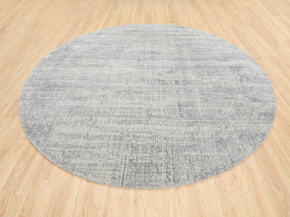 Grey 10'0" x 10'0" Modern / Contemporary Handloom Wool/Silk Rug - Sku: O062874