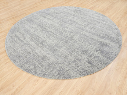 Grey 10'0" x 10'0" Modern / Contemporary Handloom Wool/Silk Rug - Sku: O062874