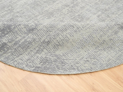 Grey 10'0" x 10'0" Modern / Contemporary Handloom Wool/Silk Rug - Sku: O062874