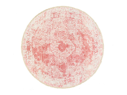 Pink 5'10" x 6'0" Transitional Hand knotted Wool/Silk Rug - Sku: O062875
