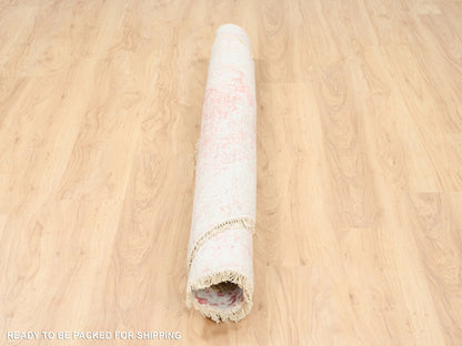 Pink 5'10" x 6'0" Transitional Hand knotted Wool/Silk Rug - Sku: O062875