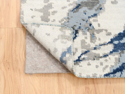 Modern / Contemporary hand-knotted wool/silk rug in Blue, 10' x 10'1" — SKU O062878 (view 5)