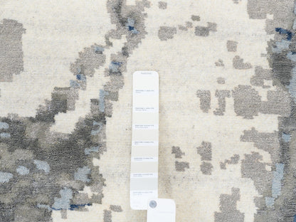 Modern / Contemporary hand-knotted wool/silk rug in Blue, 10' x 10'1" — SKU O062878 (view 8)