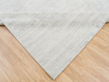 Grey 9'0" x 12'0" Modern / Contemporary Hand knotted Wool Rug - Sku: O062890