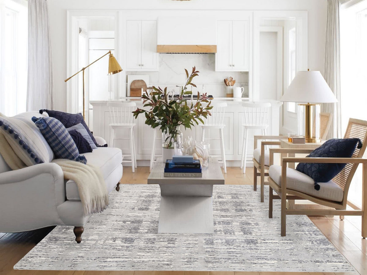Modern / Contemporary hand-knotted wool rug in Gray, 8' x 8' — SKU O062892 (view 2)