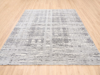 Grey 8'0" x 8'0" Modern / Contemporary Hand knotted Wool Rug - Sku: O062892
