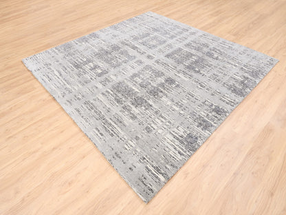 Grey 8'0" x 8'0" Modern / Contemporary Hand knotted Wool Rug - Sku: O062892