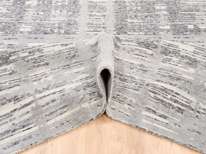 Grey 8'0" x 8'0" Modern / Contemporary Hand knotted Wool Rug - Sku: O062892
