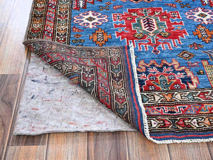 Blue 2'10" x 4'6" Kazak Hand knotted Wool Rug - Sku: O0628