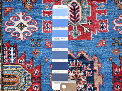 Ersari Kazak hand-knotted wool rug in Blue & Multicolor, 2'10" x 4'6" — SKU O0628 (view 4)