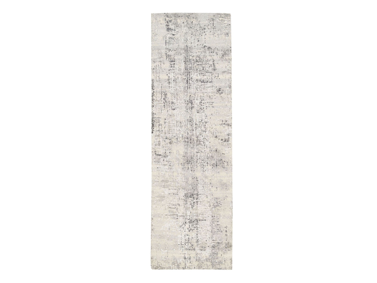 Modern / Contemporary hand-knotted wool runner in Gray, 2'6" x 8'1" — SKU O062913