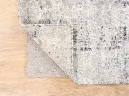 Grey 2'6" x 8'1" Modern / Contemporary Hand knotted Wool Rug - Sku: O062913