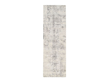 Grey 2'5" x 8'0" Modern / Contemporary Hand knotted Wool Rug - Sku: O062915